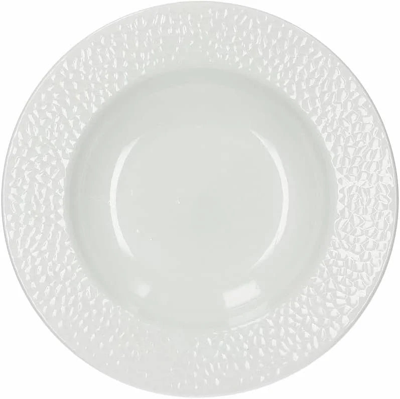 VAJILLA 18 PIEZAS BLANCA TEXTURA GOLF