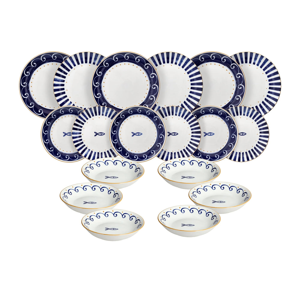 Vajilla Mediterránea azul Tognana, 18 piezas