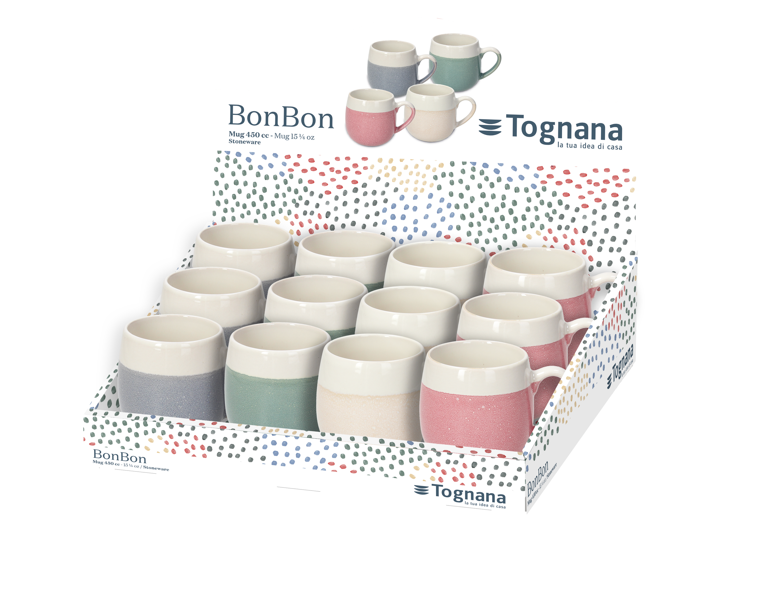 SET 4 TAZAS COLORES BON BON 320 ML