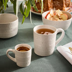 SET DE 6 TAZAS CAFÉ SOLO BLANCAS CON PUNTEADO