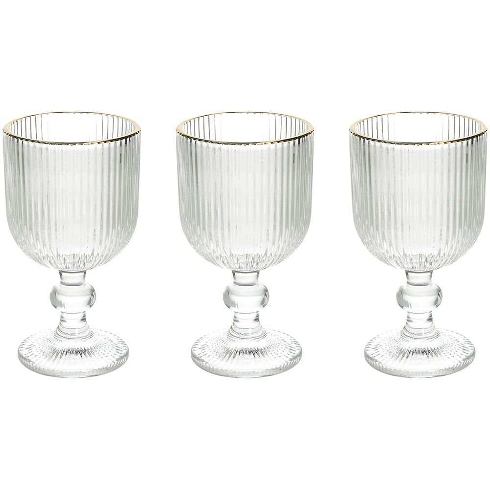 SET 3 COPAS DE CRISTAL CON FILO DORADO