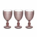 SET 3 COPAS DE VIDRIO ROSA TEXTURIZADO