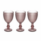 SET 3 COPAS DE VIDRIO ROSA TEXTURIZADO