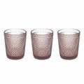 SET 3 VASOS DE VIDRIO ROSA TEXTURIZADO