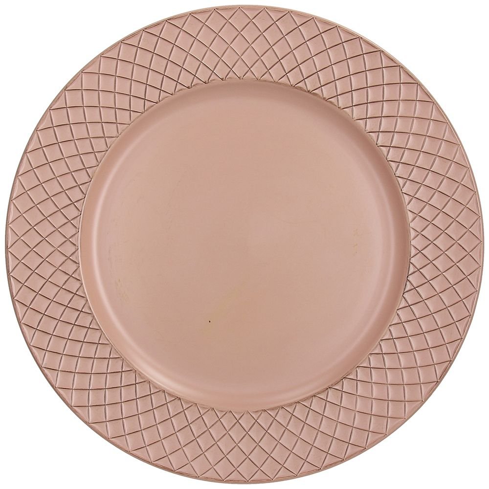 BAJO PLATO ROSA PALO RELIEVE CUADRÍCULA