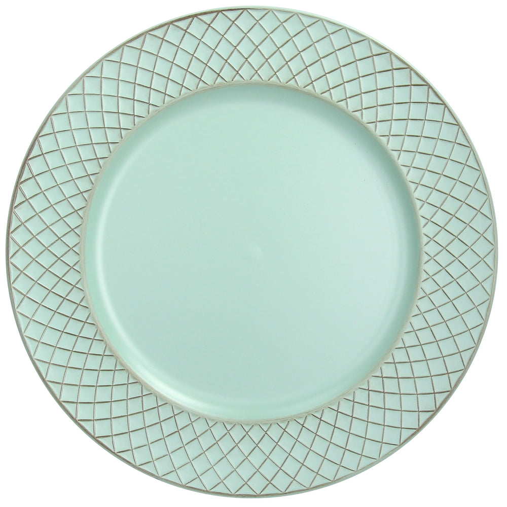 Bajo plato verde mint relieve Cuadrícula