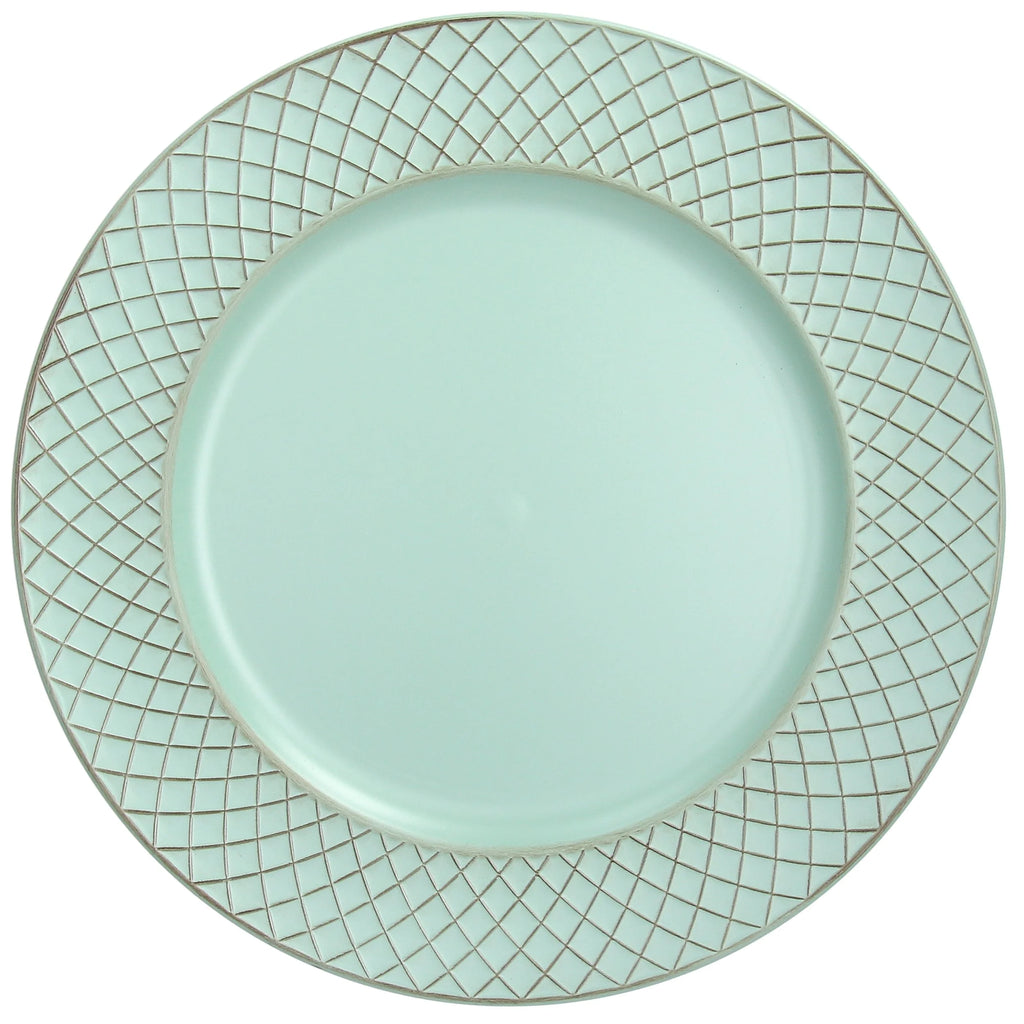 BAJO PLATO VERDE MINT RELIEVE CUADRÍCULA