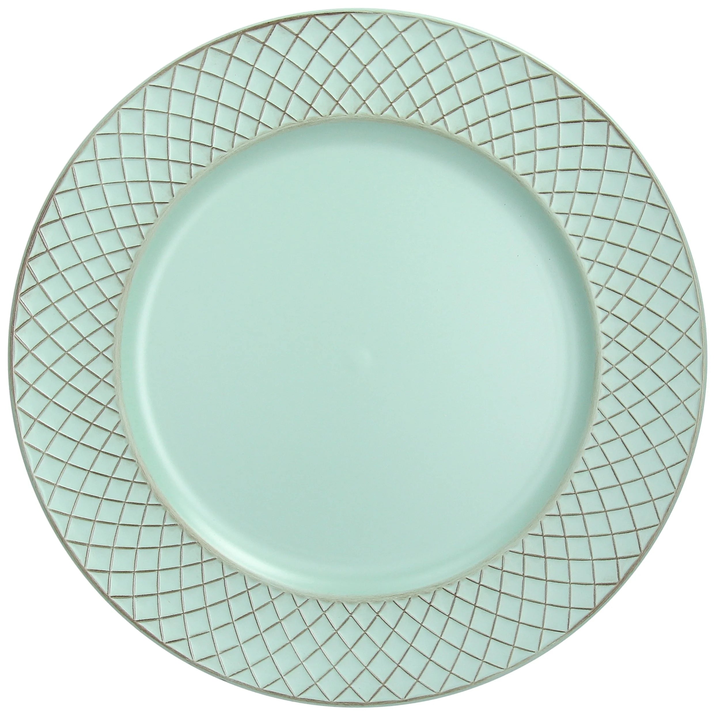 BAJO PLATO VERDE MINT RELIEVE CUADRÍCULA