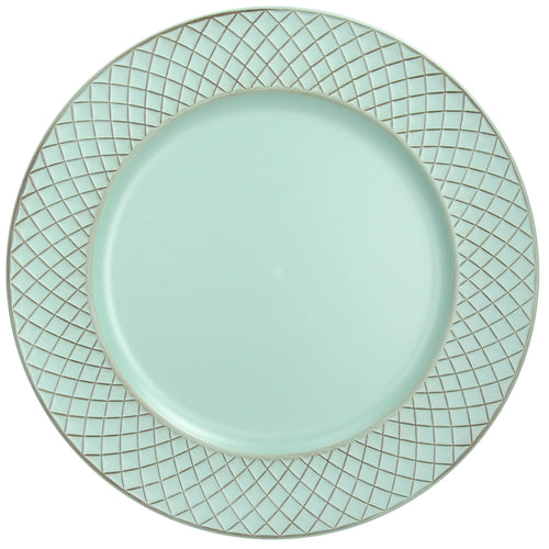 BAJO PLATO VERDE MINT RELIEVE CUADRÍCULA