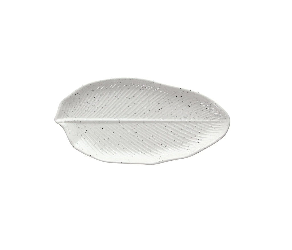 PLATO DE HOJA BLANCO JASPEADO 27 CM
