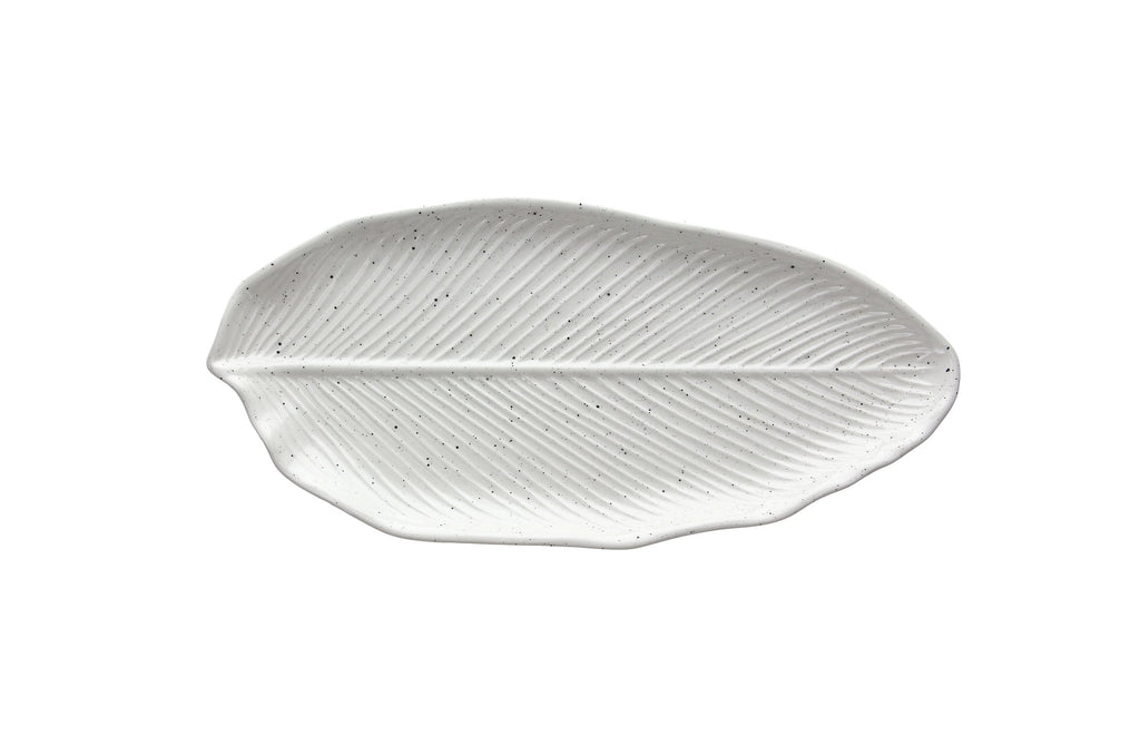 PLATO DE HOJA BLANCO JASPEADO 36 CM
