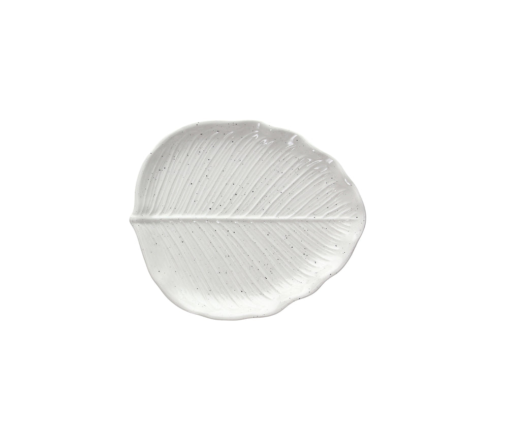 Plato de hoja blanco jaspeado 21 cm