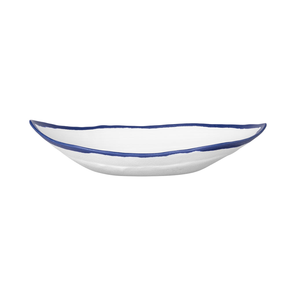 Plato barca de melamina 26 cm borde azul