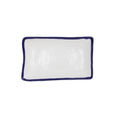 Plato rectangular de melamina 27 cm borde azul