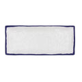 Fuente rectangular de melamina 39 cm borde azul