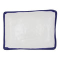 Fuente rectangular de melamina 40 cm borde azul
