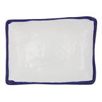 Fuente rectangular de melamina 40 cm borde azul