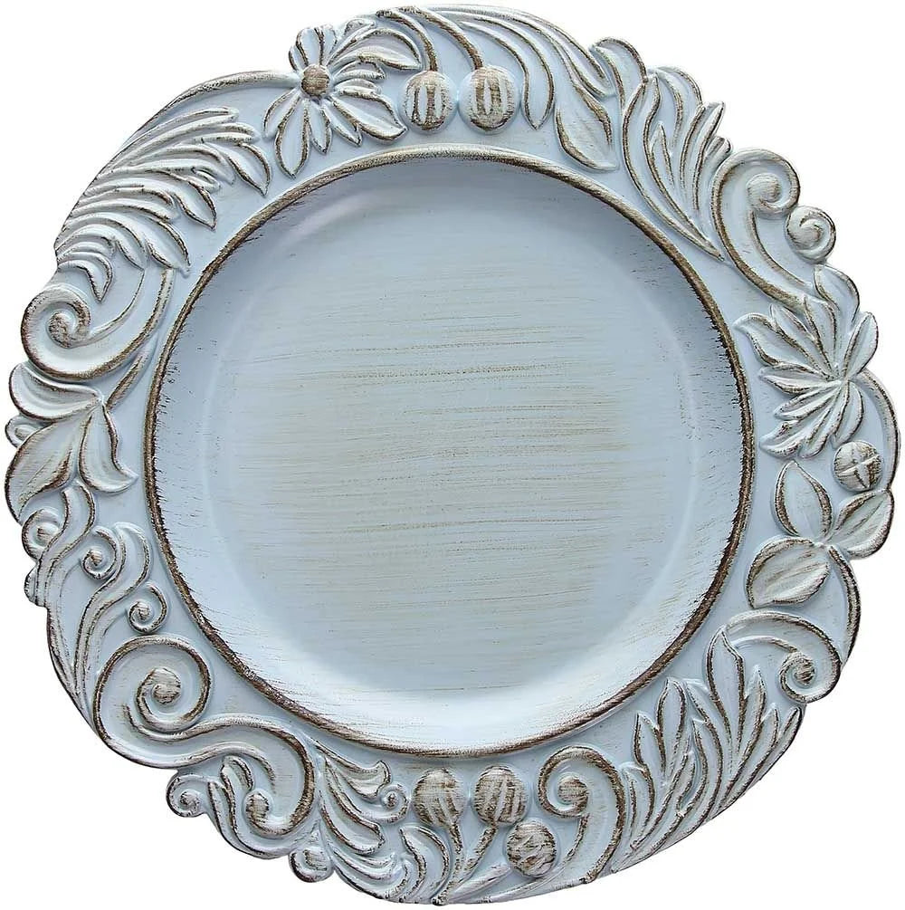BAJO PLATO DECORATIVO AZUL ENVEJECIDO
