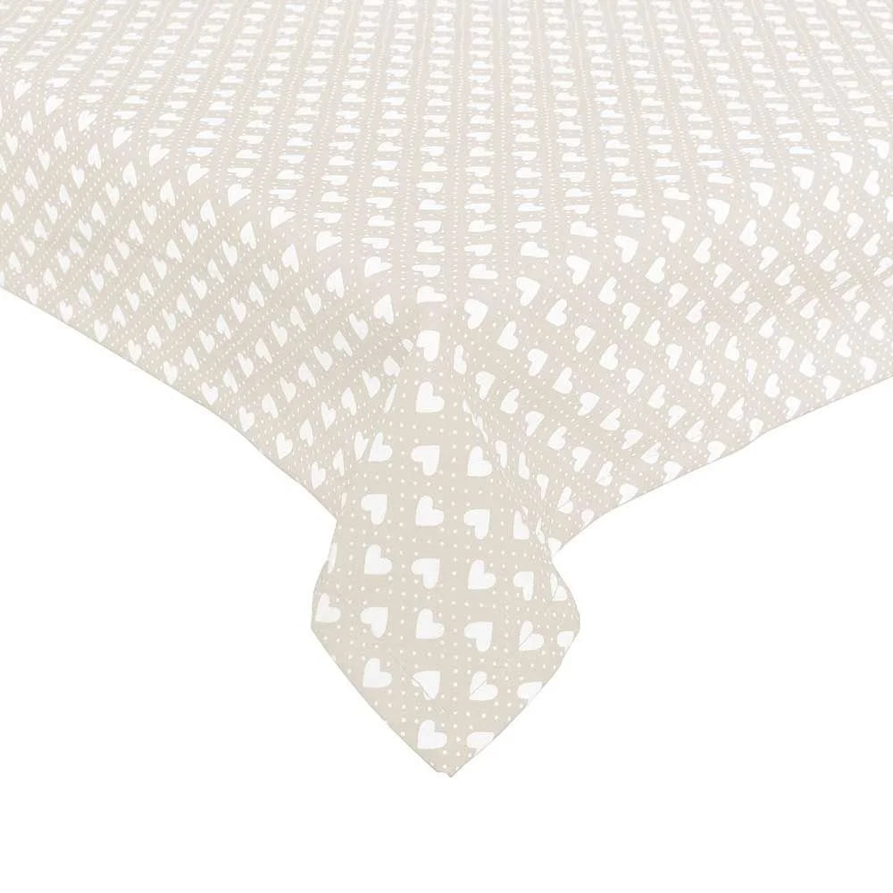 MANTEL CORAZONES BEIGE 140x140 CM