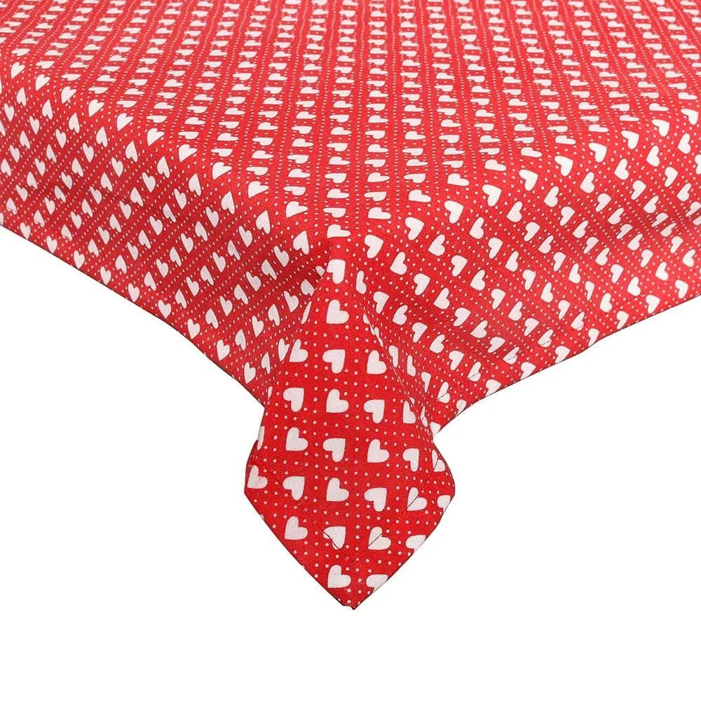 MANTEL DE ALGODÓN ROJO CON CORAZONES