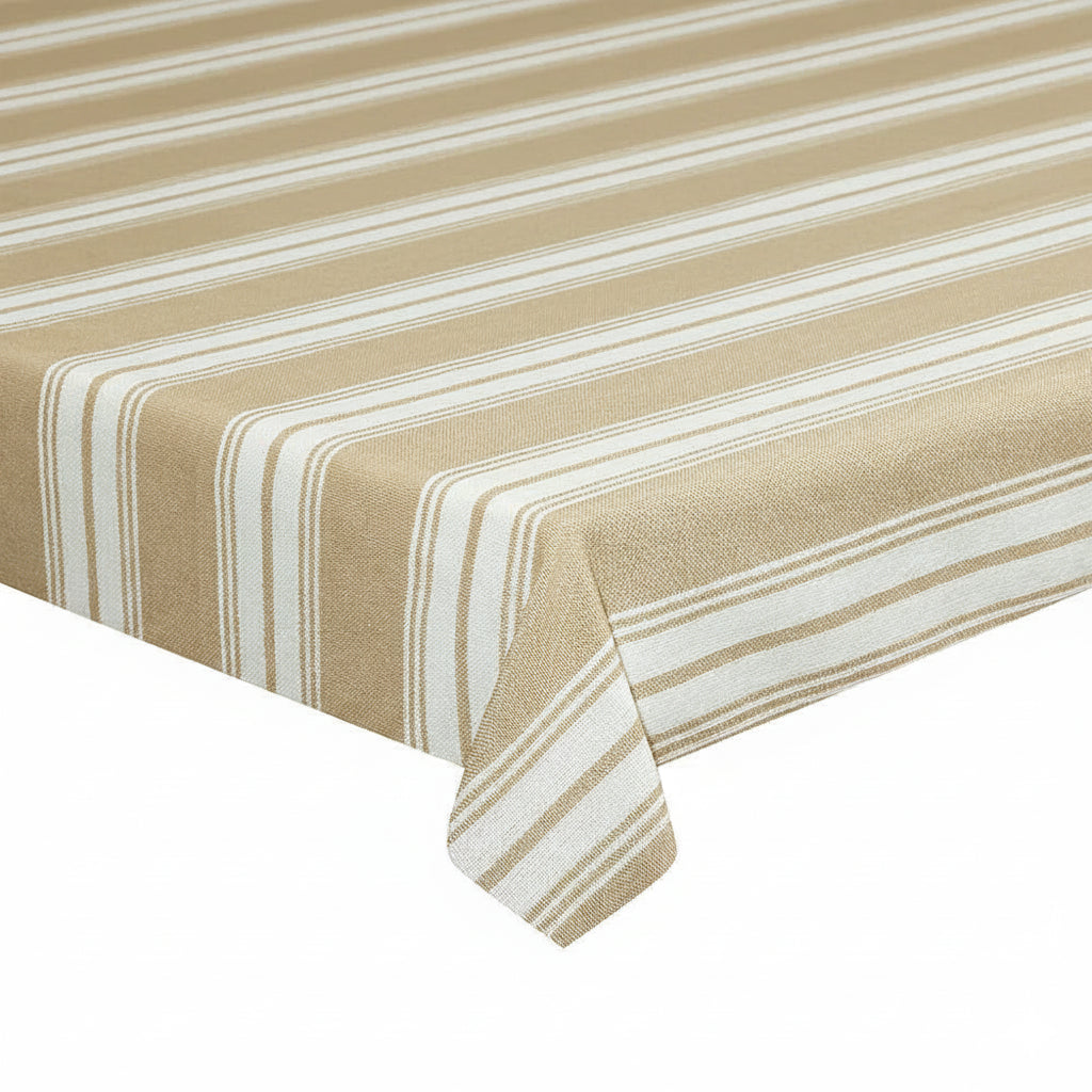 MANTEL DE ALGODÓN A RAYAS BEIGE