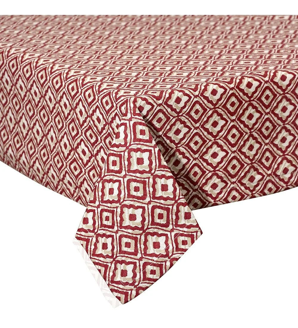 MANTEL ESTAMPADO GEOMÉTRICO BURDEOS 140X240 CM