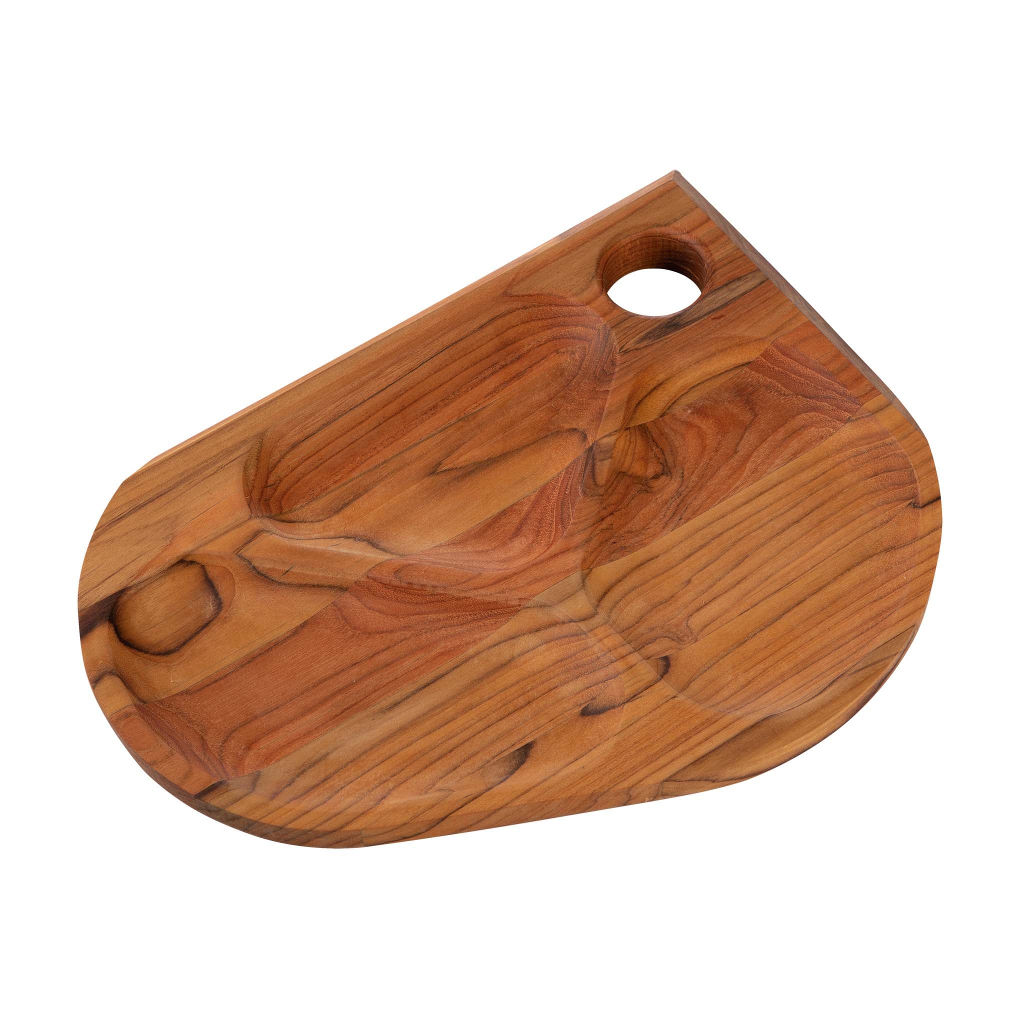 Tabla de aperitivos Folium de madera de teca FSC con tres huecos, Tramontina