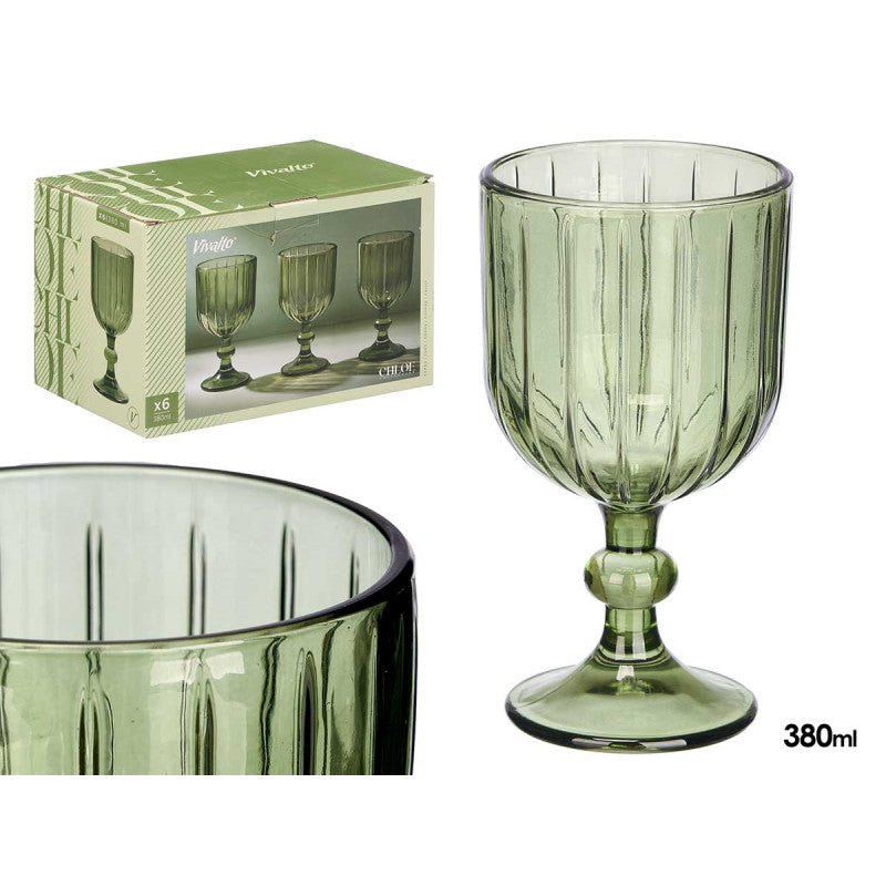 SET 6 COPAS DE VINO RAYAS 380ML VERDE · foto 4