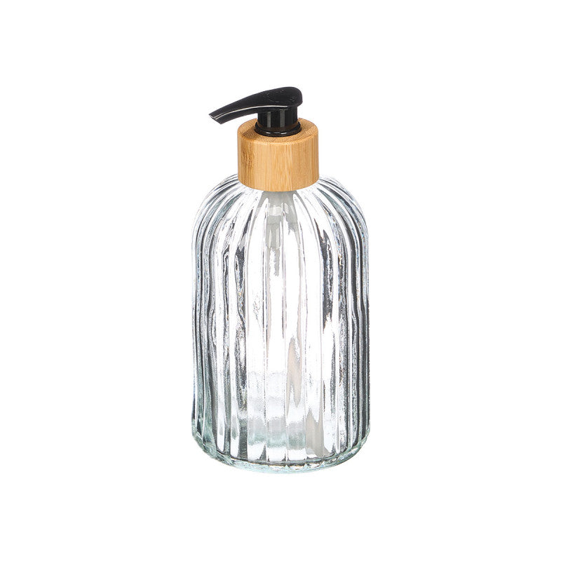 DOSIFICADOR TRANSPARENTE CON BAMBÚ 410ML