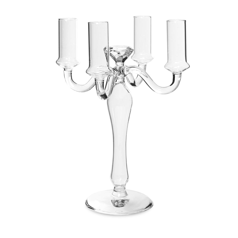 Candelabro vidrio transparente 4 velas 26,5 cm