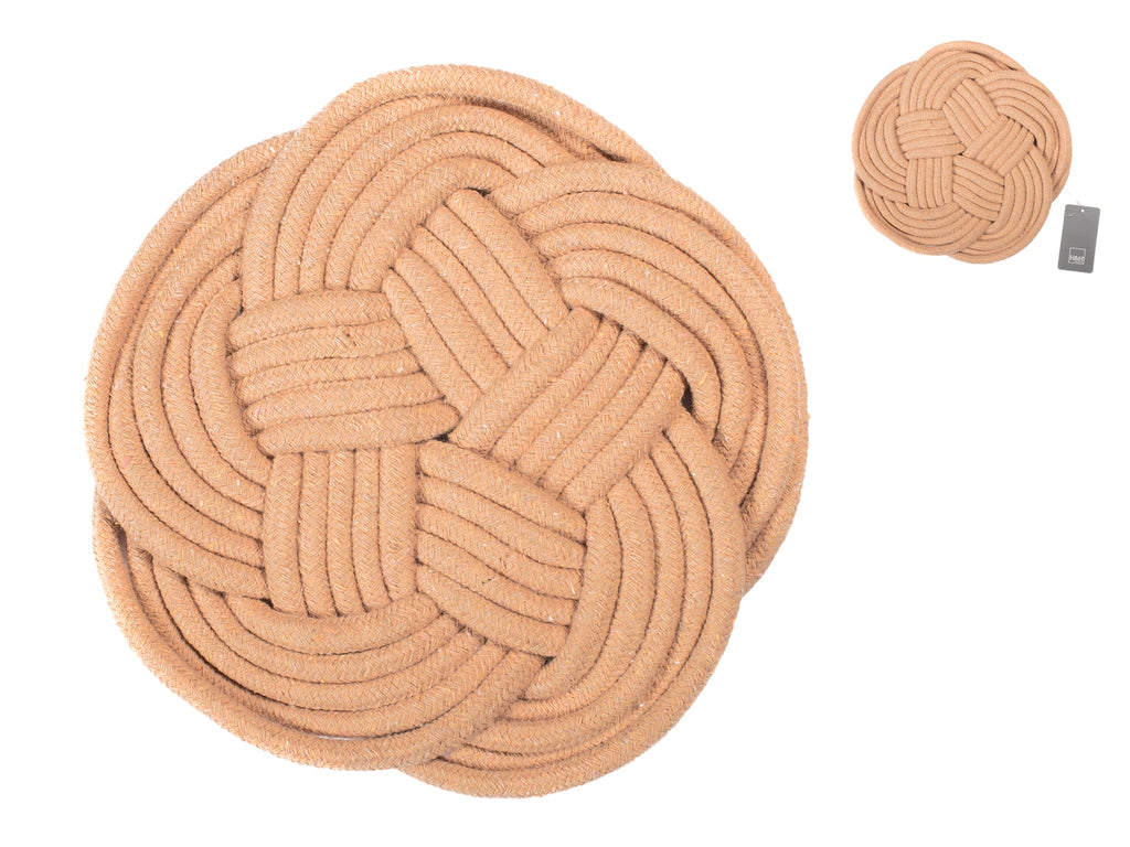 Salvamanteles algodón flor beige 23 cm