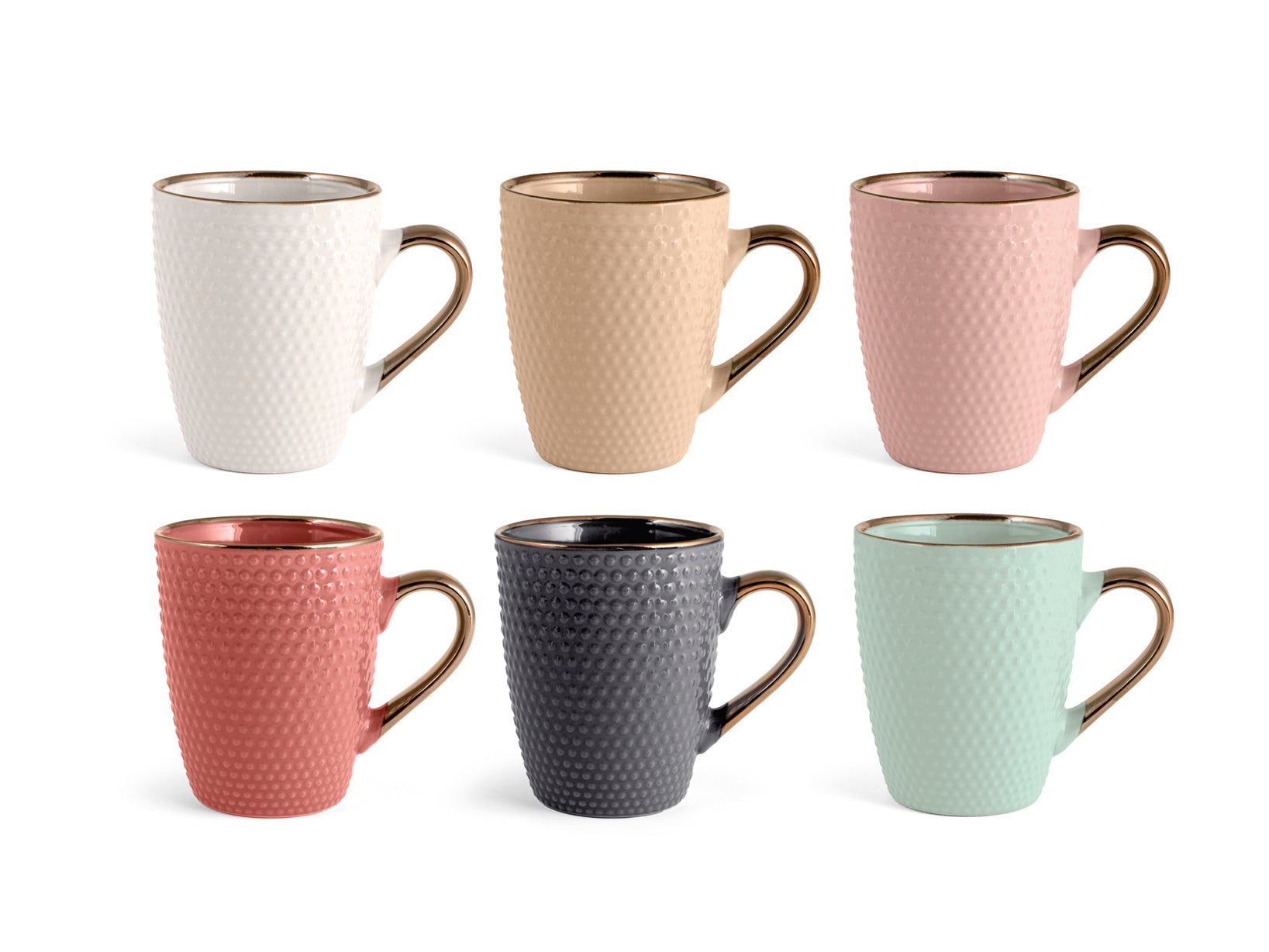 Set 6 mugs stoneware Dots 380 cc