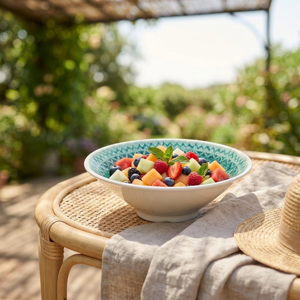 Bol cónico de melamina Azumar con fruta de verano
