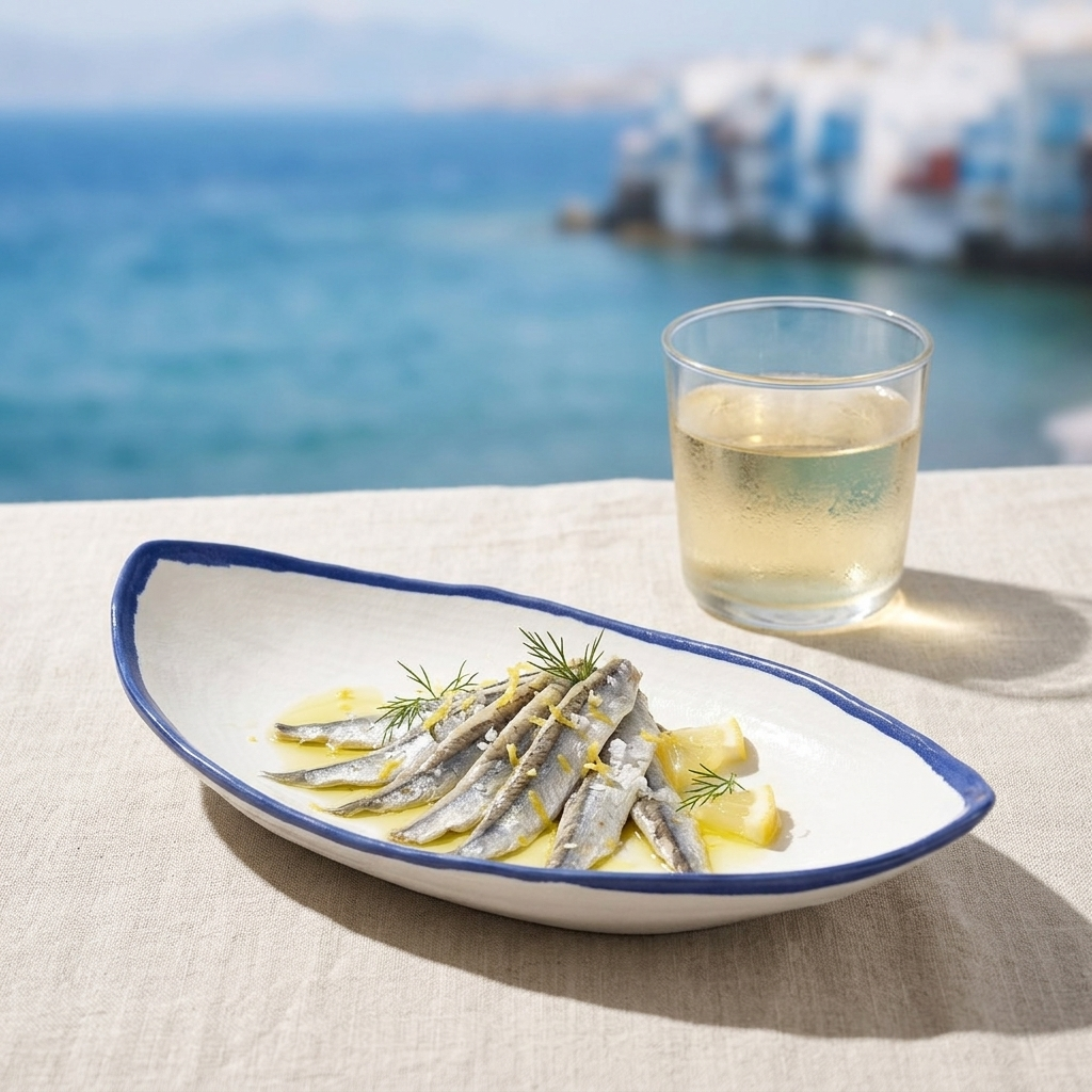 Plato barca de melamina 26 cm con aperitivo de verano