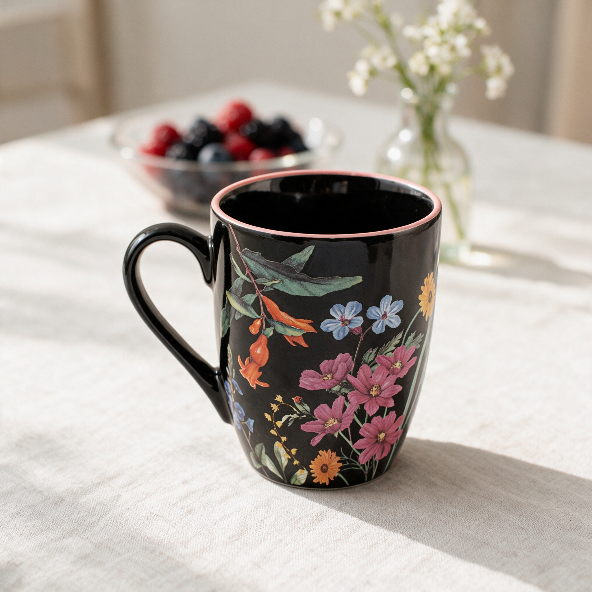 Mug Caroline en mesa de verano