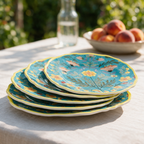 Platos Blossom en mesa de verano