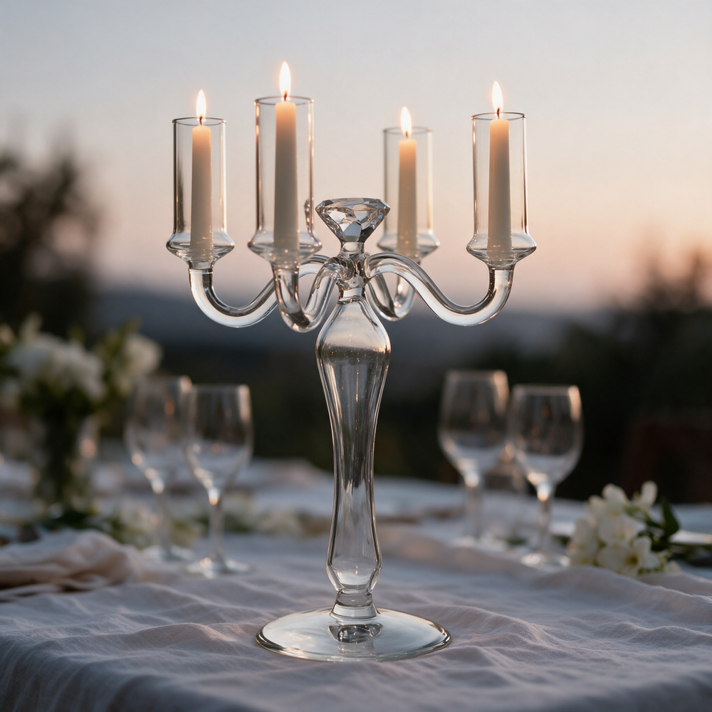 Candelabro vidrio transparente 4 velas 26,5 cm · foto 2