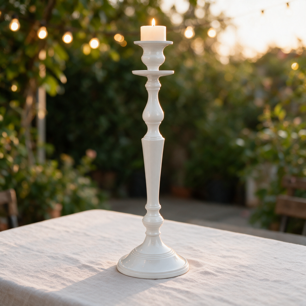 Candelabro metal blanco Atelier 11x34 cm · foto 2