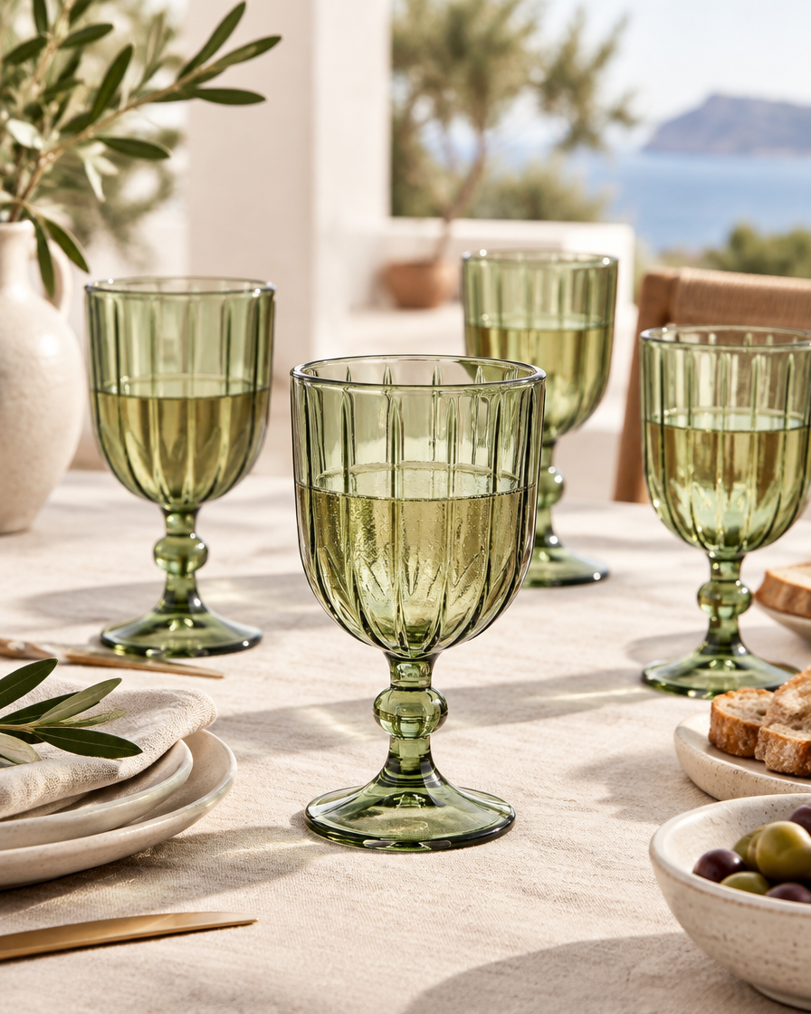 SET 6 COPAS DE VINO RAYAS 380ML VERDE · foto 2