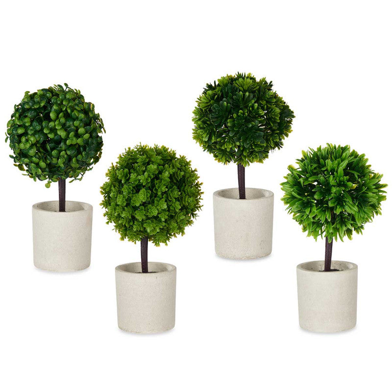 SET 2 MACETAS DE CEMENTO CON ÁRBOL BOLA ARTIFICIAL (4 DISEÑOS)