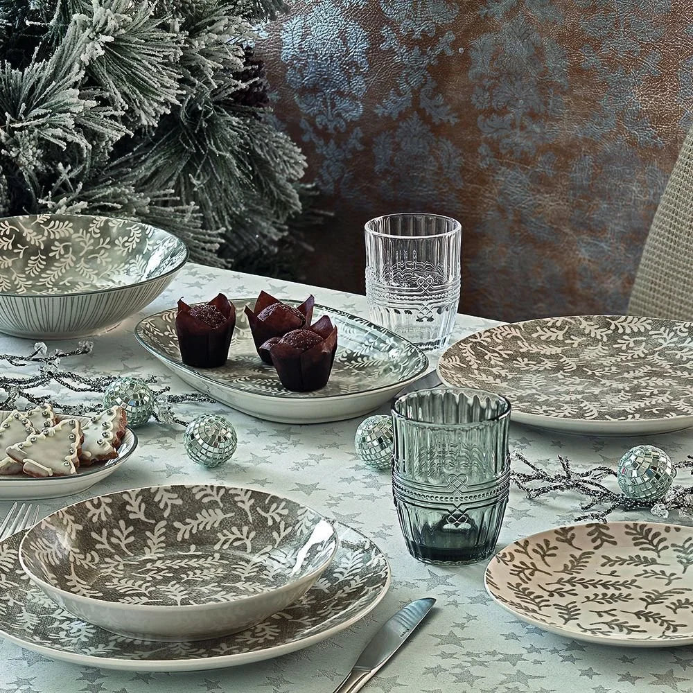 MANTEL ESTRELLAS PLATEADAS [140x240-150x300CM]