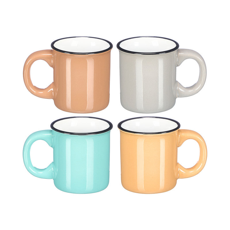 SET 4 TAZAS DE CAFÉ 90ML ASA Y BORDE NEGRO