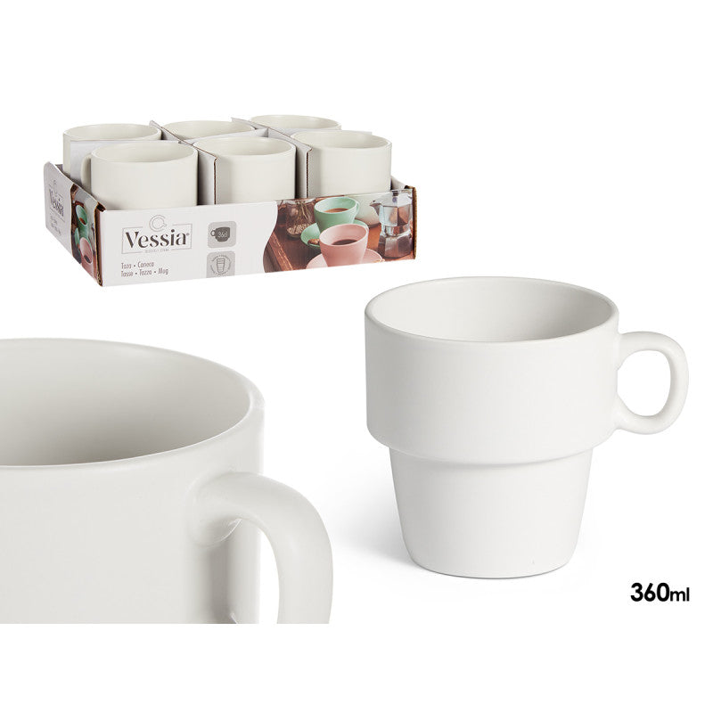 SET DE 6 TAZAS DE DESAYUNO PORCELANA APILABLE BLANCA · foto 4
