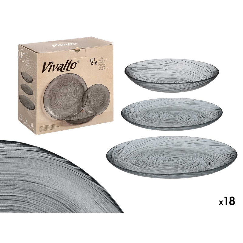 VAJILLA DE VIDRIO 18 PIEZAS GRIS · foto 4