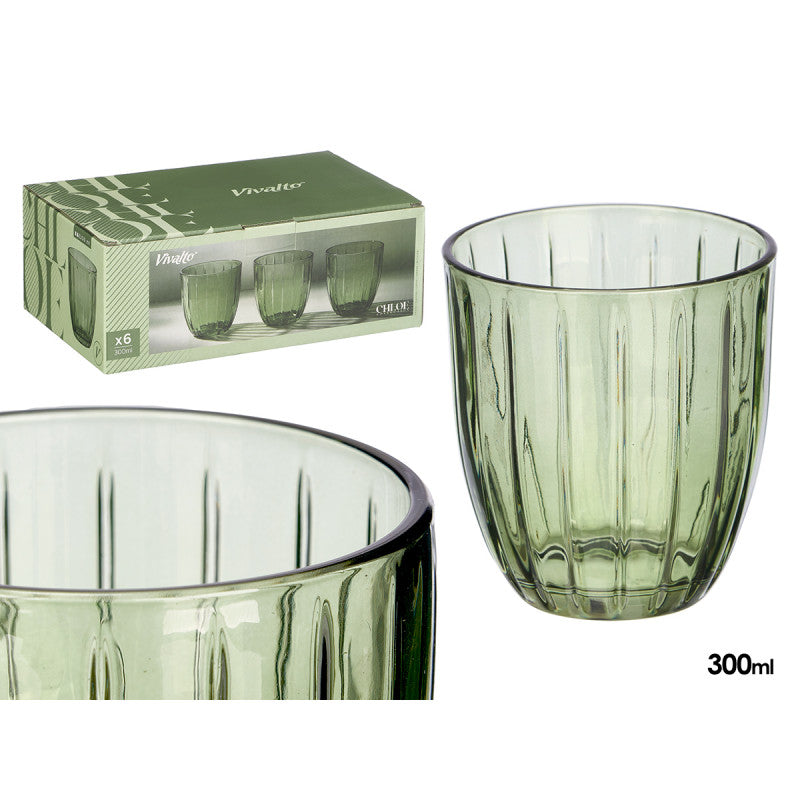 SET 6 VASOS DE AGUA RAYAS VERDE · foto 4