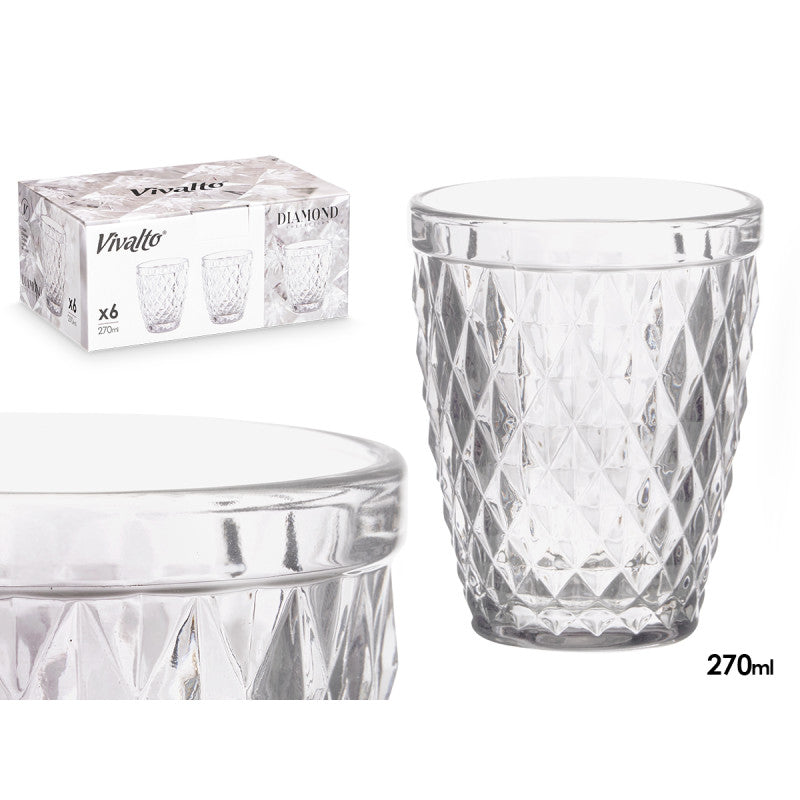 SET 6 VASOS DIAMANTE TRANSPARENTE · foto 3