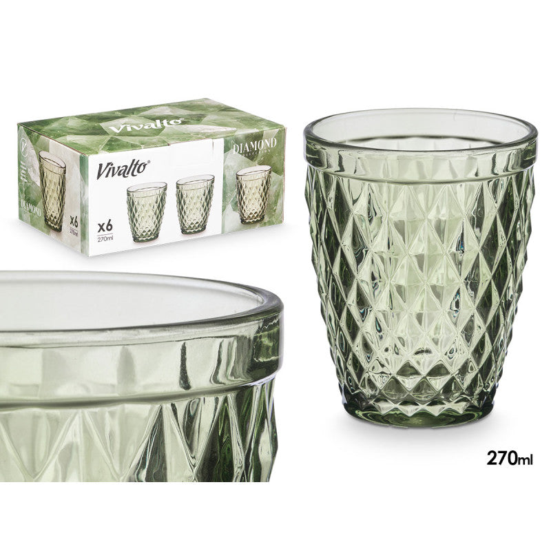 SET 6 VASOS DIAMANTE VERDE · foto 4